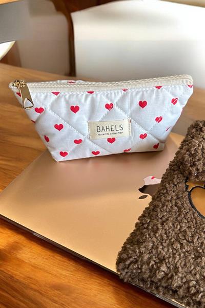 Viral Kalp Fermuarlı Tek Gözlü  Kalemlik Kalem Kutusu Cüzdan Makyaj Çantası
