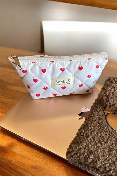 Viral Kalp Fermuarlı Tek Gözlü  Kalemlik Kalem Kutusu Cüzdan Makyaj Çantası