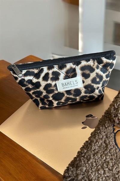 Viral Leopar Fermuarlı Tek Gözlü  Kalemlik Kalem Kutusu Cüzdan Makyaj Çantası