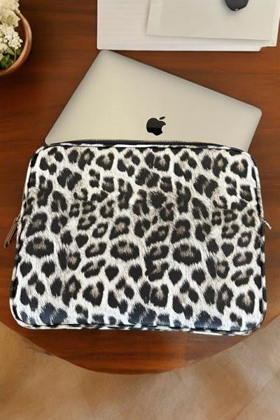 Viral Siyah Leopar Desen Laptop Tablet Kılıfı 13-14 inç