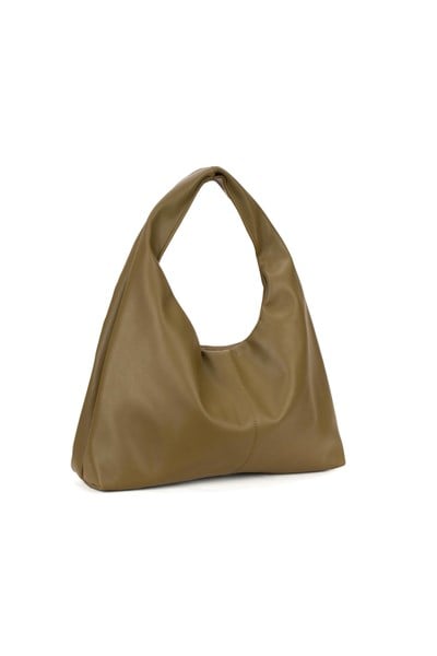 Yeşil Deri Kadın Shopper Omuz Çantası – Yumuşak Form Vintage Model