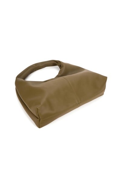 Yeşil Deri Kadın Shopper Omuz Çantası – Yumuşak Form Vintage Model