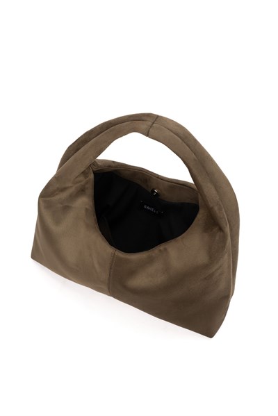Yeşil Süet Kadın Shopper Omuz Çantası – Yumuşak Form Vintage Model