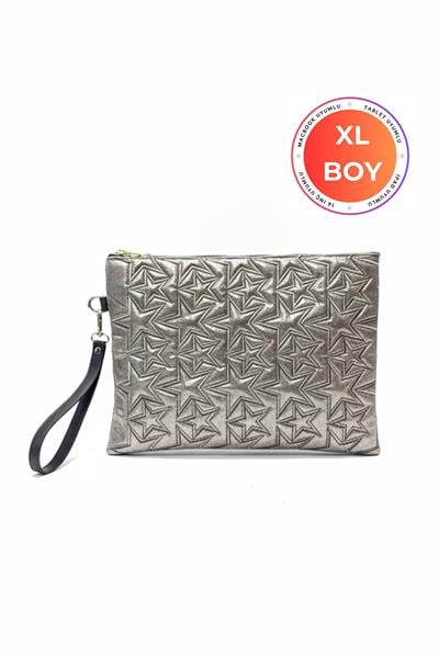 Yıldız Desenli Platin XL Macbook ve Tablet Uyumlu Portföy Çanta