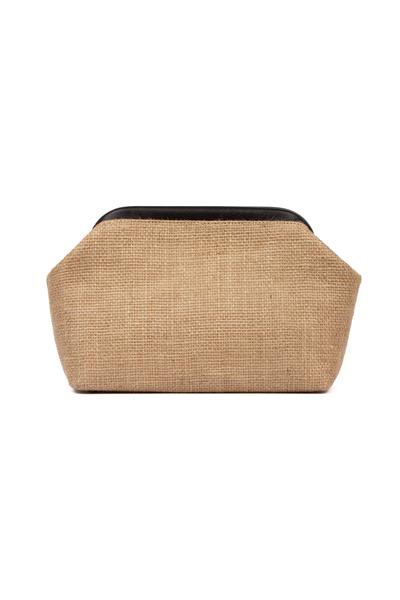 Kadın Siyah Renk Detaylı Jüt Hasır Portföy & Clutch Çanta