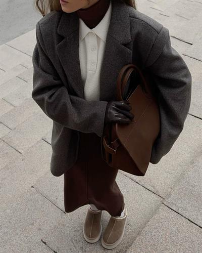 Kadın Viral Acı Kahve Deri Büyük Boy Çanta