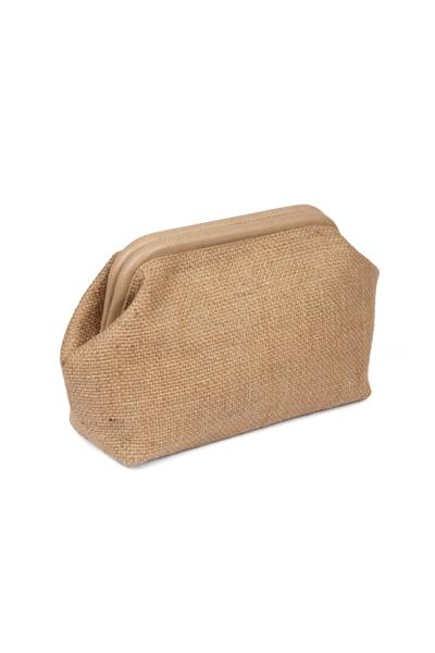 Kadın Vizon Detaylı Jüt Hasır Portföy & Clutch Çanta