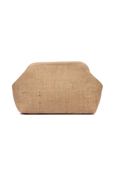 Kadın Vizon Detaylı Jüt Hasır Portföy & Clutch Çanta