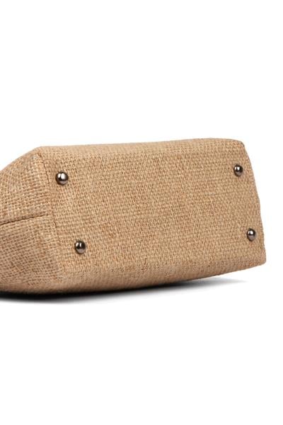 Kadın Vizon Detaylı Jüt Hasır Portföy & Clutch Çanta