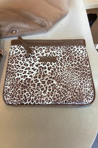 Kahve Leopar Özel Tasarım Kadın Portföy & Clutch Çanta