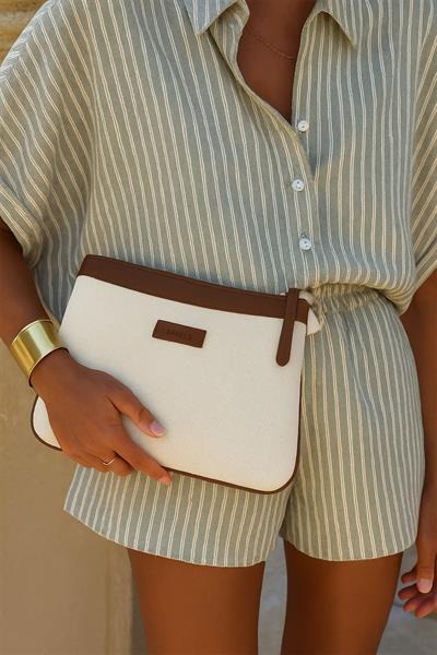 Kanvas Kahve Özel Tasarım Kadın Portföy & Clutch Çanta