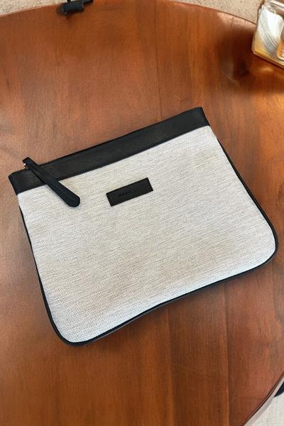 Kanvas Siyah Özel Tasarım Kadın Portföy & Clutch Çanta