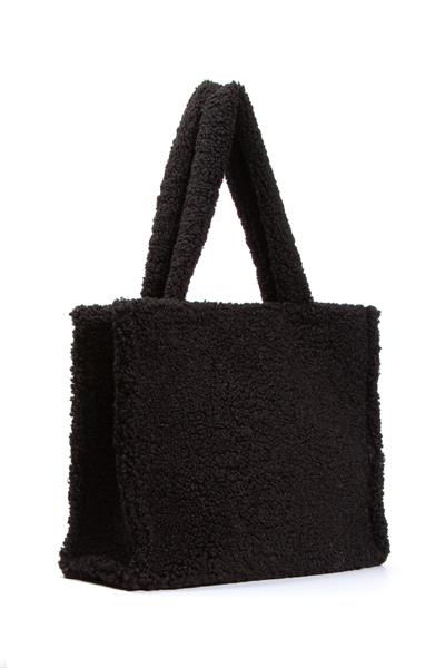 Teddy Peluş Siyah Tote Bag Omuz Çantası