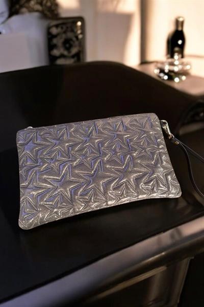 Yıldız Desenli Platin Portföy Çanta