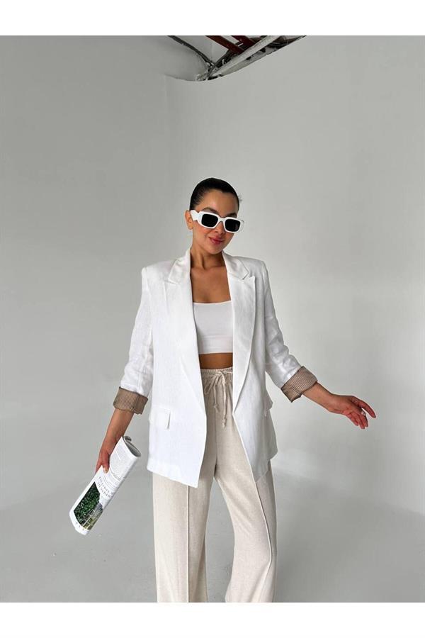 Dilek Aydın Atelier Ekru %100 Keten Ceket