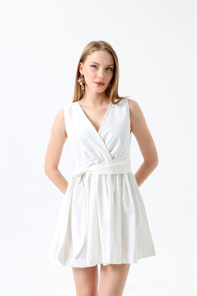 Cotton Bağlamalı Midi Elbise
