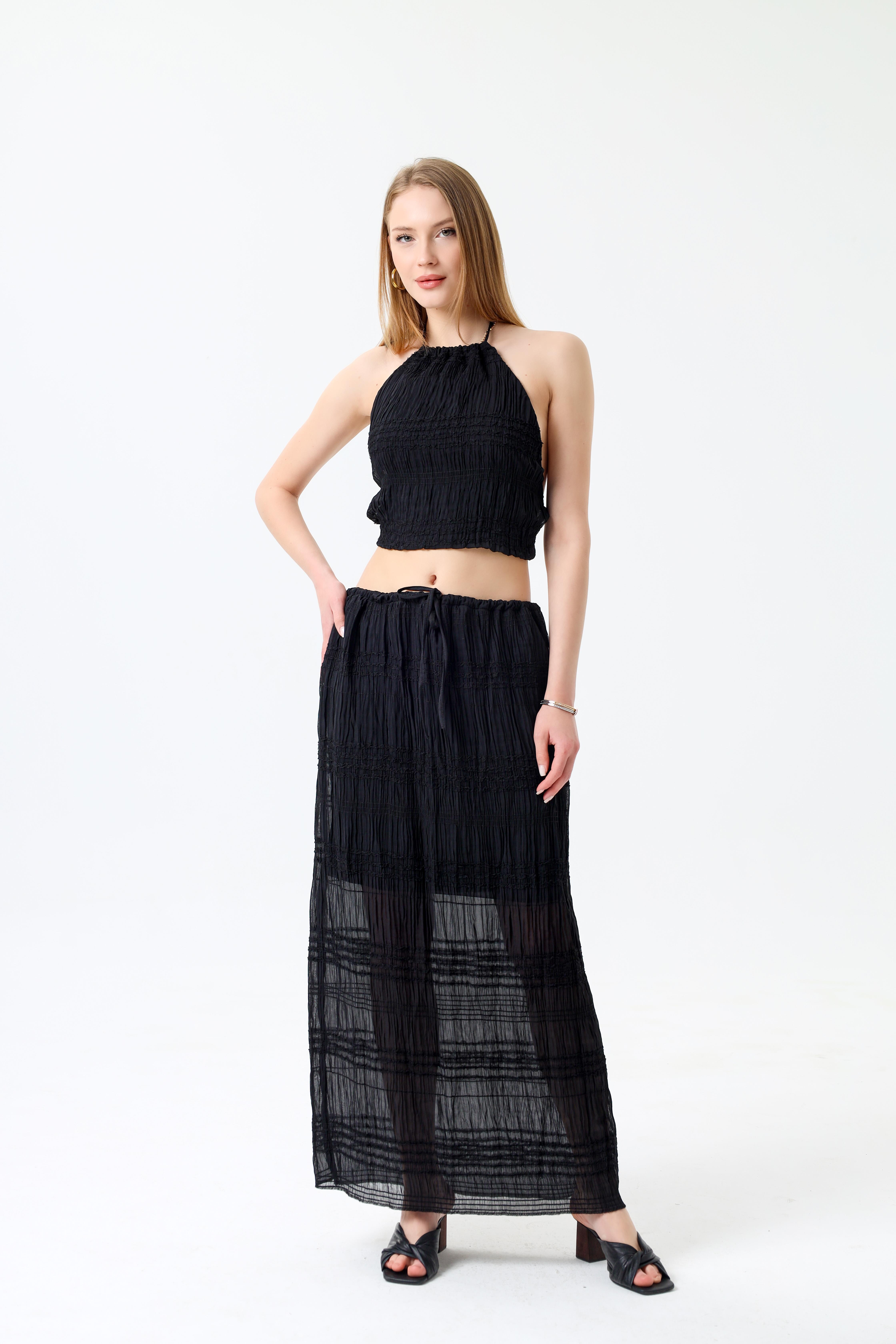 Boho  Gipeli Şifon  Büstiyer Etek Takım