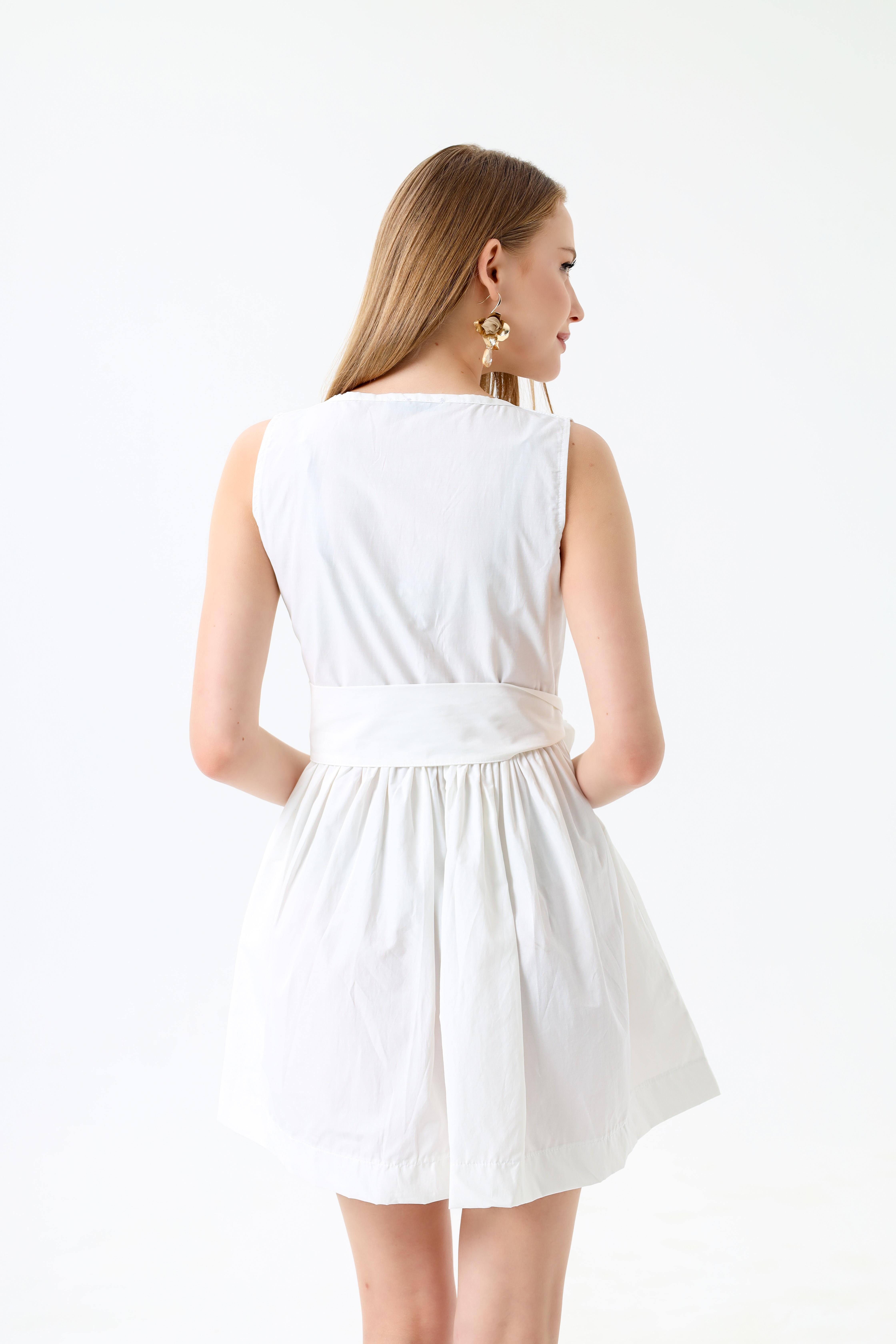 Cotton Bağlamalı Midi Elbise