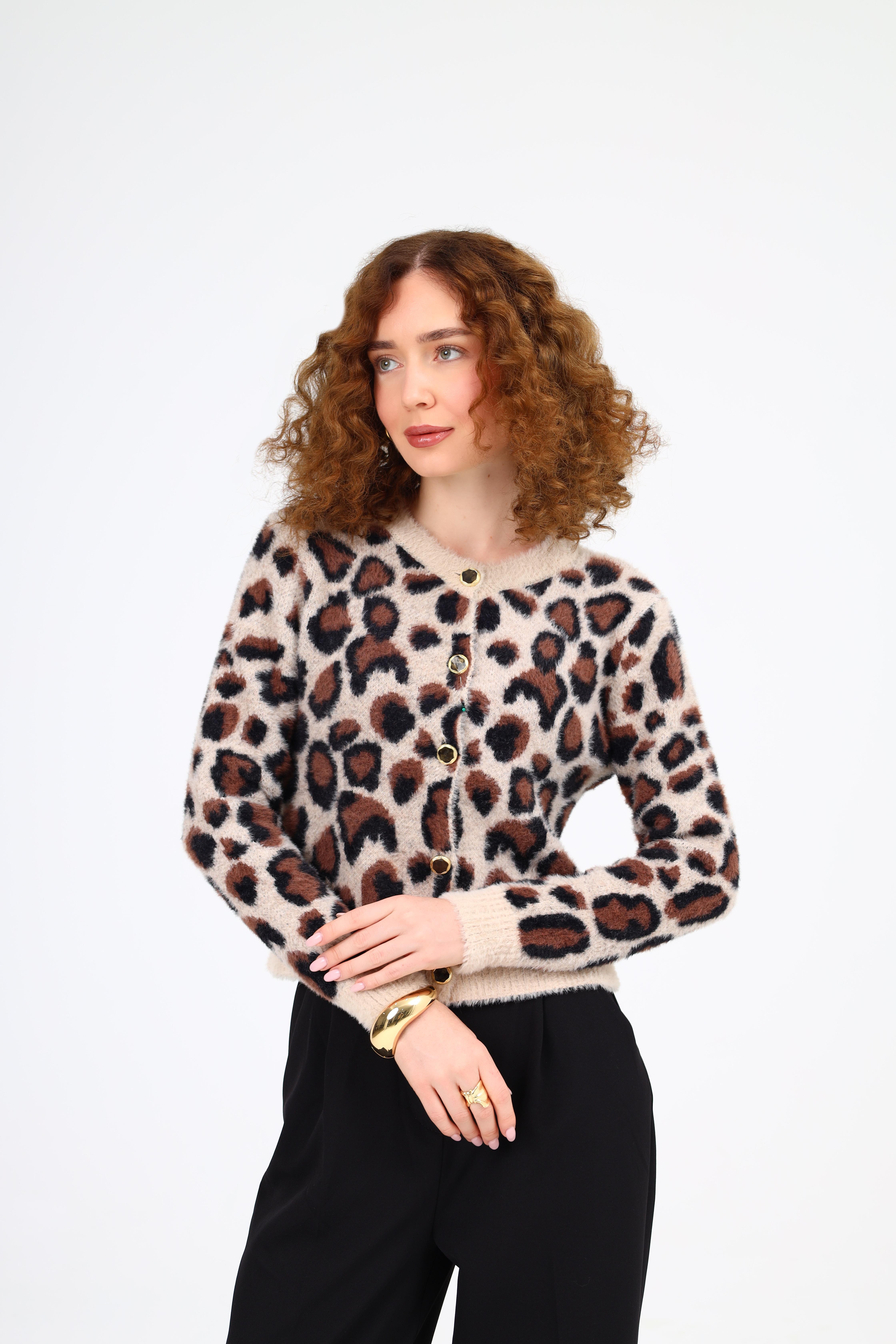 Dilek Aydın Atelier Leopar Desenli Yumoş Hırka