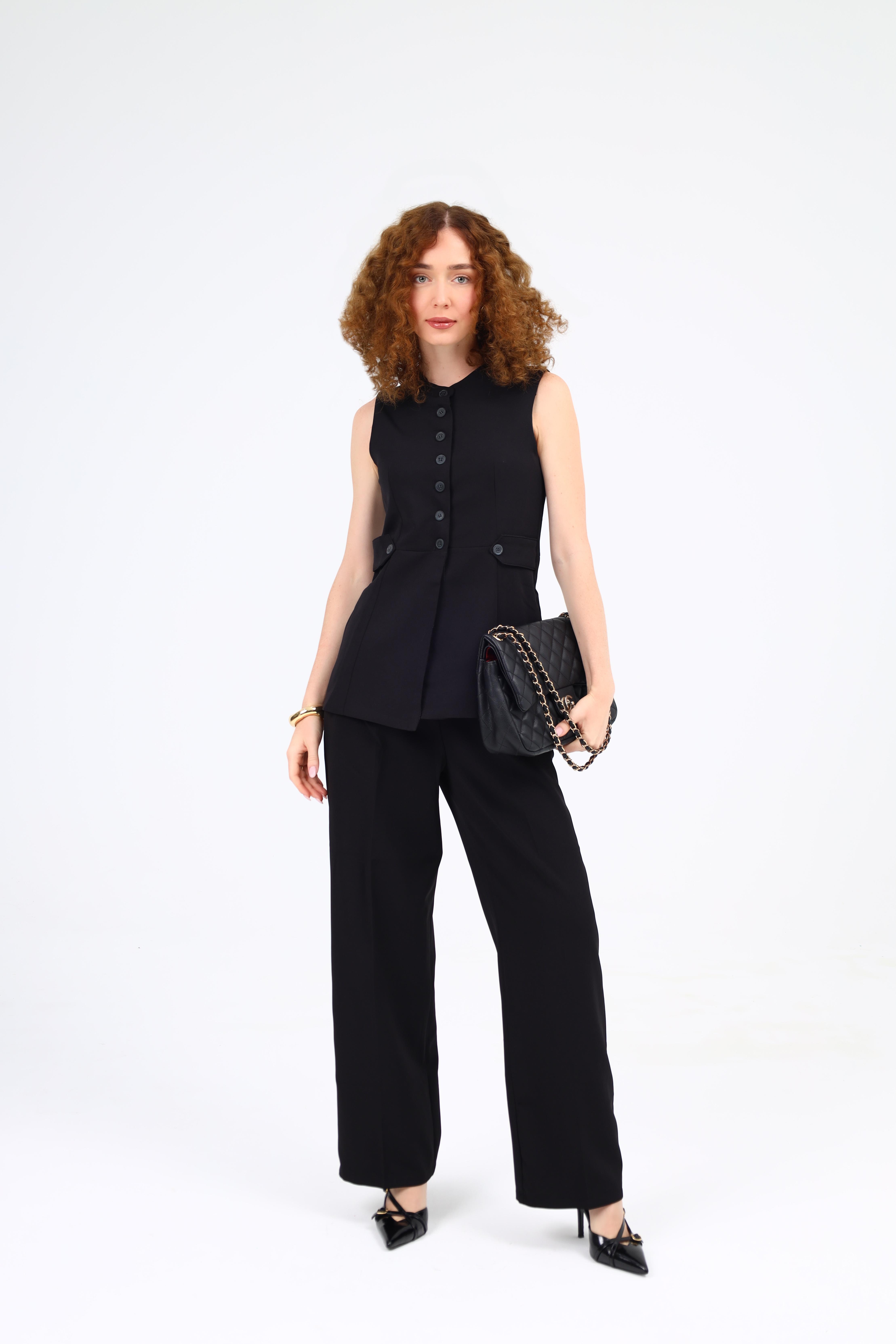 Dilek Aydın Atelier Yelek Pantolon Takımı Siyah