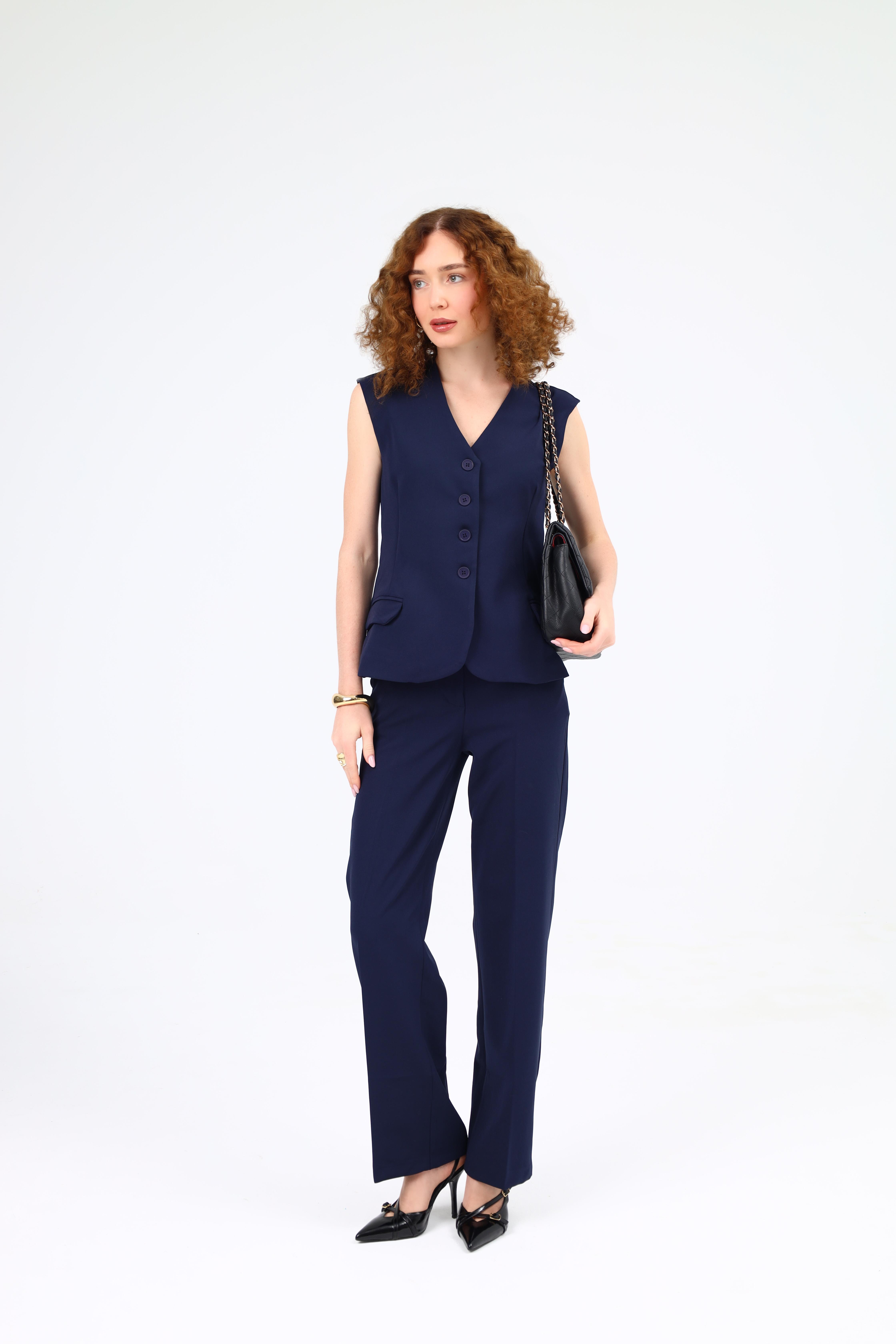 Dilek Aydın Atelier Yelek Pantolon Takımı Lacivert