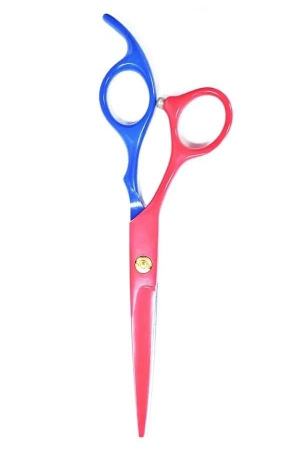 Kuyruklu Kırmızı Mavi Düz Uçlu Saç Kesim Makası 6 inç XLQ586