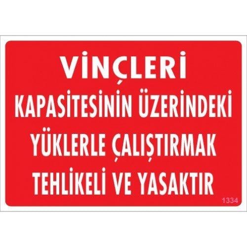 SÖNSAN UYARI LEVHALARI ''VİNÇLERİ KAPASİTESİNİN ...'' 25*35 PVC