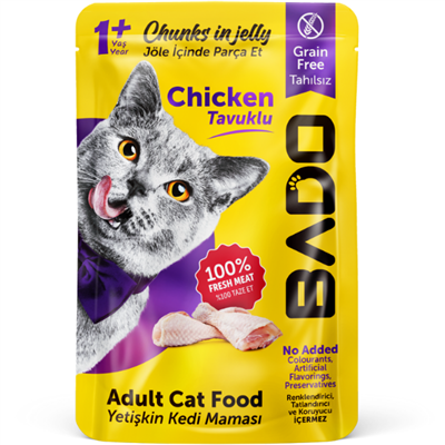 Bado Adult Cat Food Chicken Grain Free Tavuklu Tahılsız Yetişkin Kedi Maması 85 Gr 