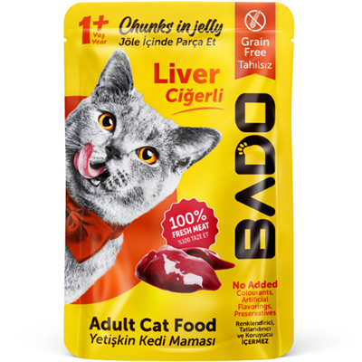 Bado Adult Cat Food Liver Grain Free Ciğerli Yetişkin Tahılsız Kedi Maması 85 Gr 