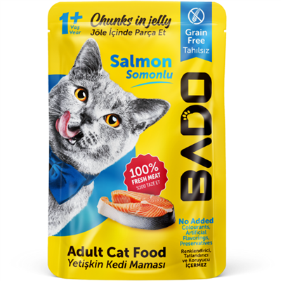 Bado Adult Cat Food Salmon Grain Free Somonlu Tahılsız Yetişkin Kedi Maması 85 Gr 