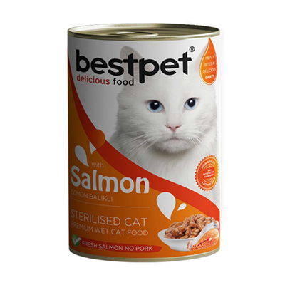 BESTPET CAT WITH SALMON STERILIZED IN GRAVY 400 G 24 ADET