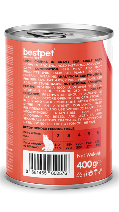 BestPet Kuzu Etli Yetişkin Kedi Konservesi 400gr