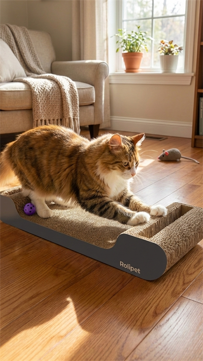 Boon Çift Toplu Karton Kedi Tırmalama Kartonu ve Dinlenme Alanı (60 x 21 x 9,5 cm)