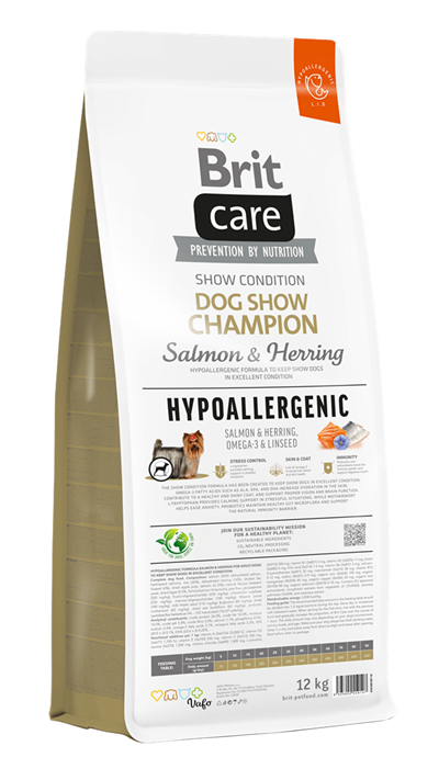 Brit Care Hypo-Allergenic Dog Show Champion Somon ve Ringa Balıklı Yetişkin Köpek Maması 12kg