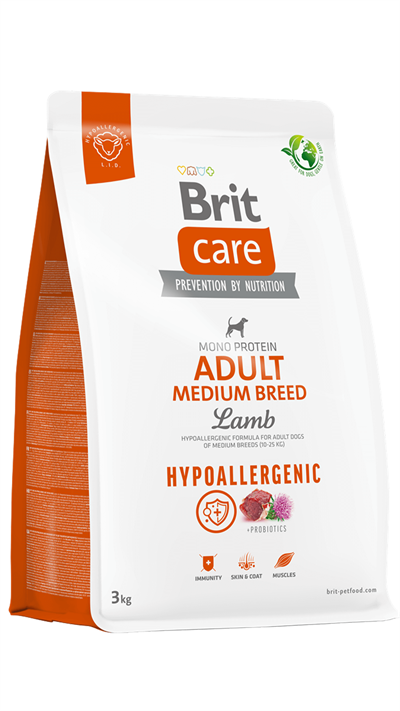 Brit Care Hypo-Allergenic Kuzulu Orta Irk Yetişkin Köpek Maması 3kg