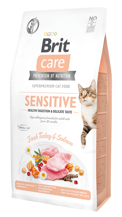 Brit Care Sensitive Hypo-Allergenic Sindirim Sistemi Destekleyici Tahılsız Yetişkin Kedi Maması 7kg