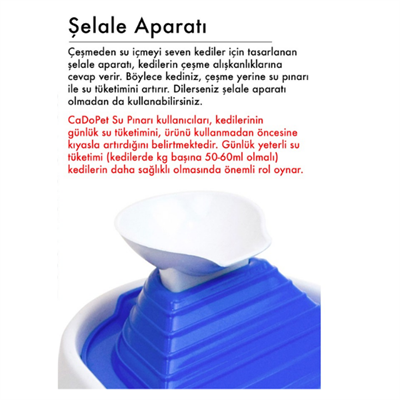 Cadopet Kedi Köpek Su Şelalesi Su Pınarı Otomatik Su Kabı 2 Litre 5 Volt