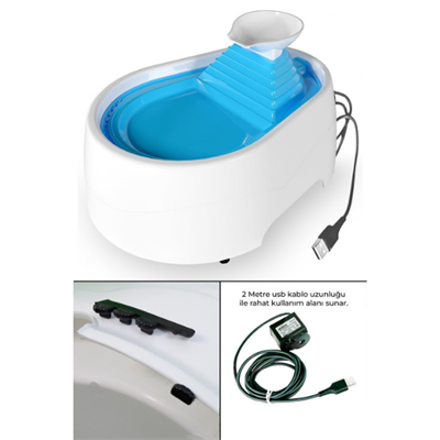 Cadopet Kedi Köpek Su Şelalesi Su Pınarı Otomatik Su Kabı 2 Litre 5 Volt