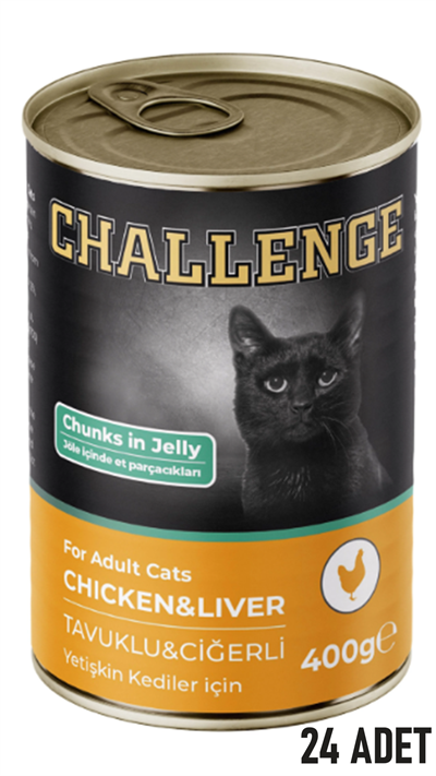 Challenge Tavuklu Ciğerli Yetişkin Kedi Konservesi 400 gr 24 Adet