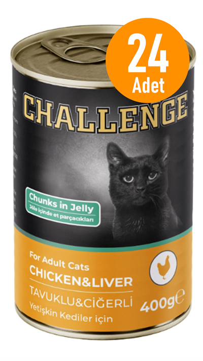 Challenge Tavuklu Ciğerli Yetişkin Kedi Konservesi 400 gr 24 Adet