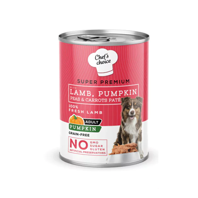 Chefs Choice Kuzulu ve Bal Kabaklı Tahılsız Ezme Yetişkin Köpek Konservesi 400gr