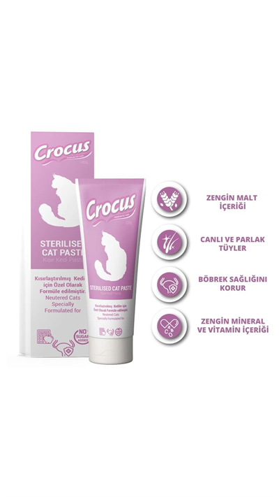 Crocus Sterilised Kısırlaştırılmış Malt Kedi Macunu 100 Gr