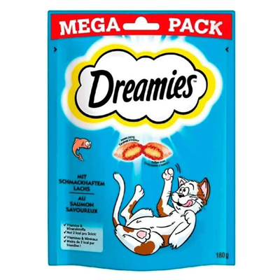 Dreamies Mega Pack İç Dolgulu Somonlu Kedi Ödül Bisküvisi 180 gr