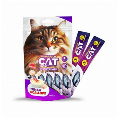 EuroGold Cat Sıvı Kedi Ödül Ton Balığı Deniz Tarağı 5x15Gr 