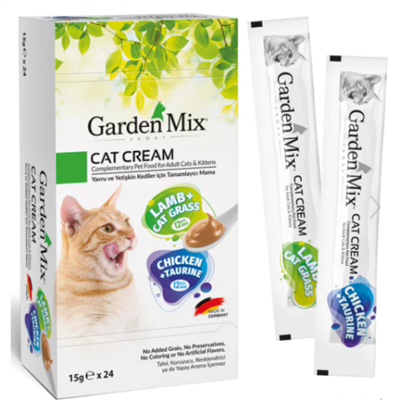 Garden Mix Kuzulu ve Tavuklu Krema Kedi Ödül Maması 15gr (24lü)