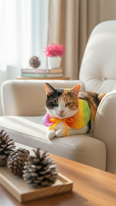 Kedi ve Köpek Gökkuşağı Panço Tasma