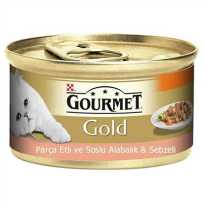 Gourmet Gold Parça Etli Soslu Alabalık ve Sebzeli Kedi Konservesi 85 gr