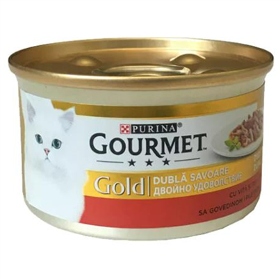 Gourmet Gold Parça Sığır Etli ve Tavuklu Yetişkin Kedi Konservesi 85 gr