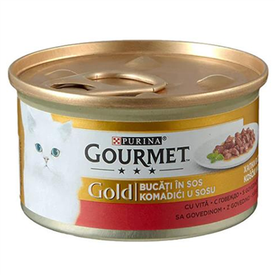Gourmet Gold Soslu Parça Sığır Etli Kedi Konservesi 85 gr
