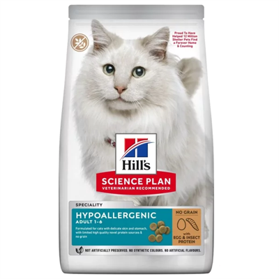 Hills SCIENCE PLAN Hypo-Allergenic Yumurta ve Böcek Proteinli Tahılsız Yetişkin Kedi Maması 1,5kg